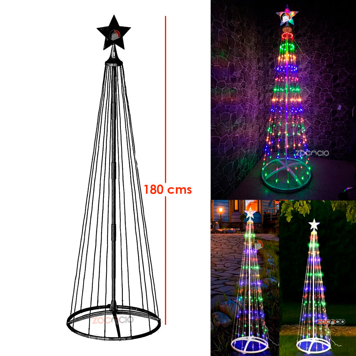 Arbol Conico Luces Navideno Armable210cm