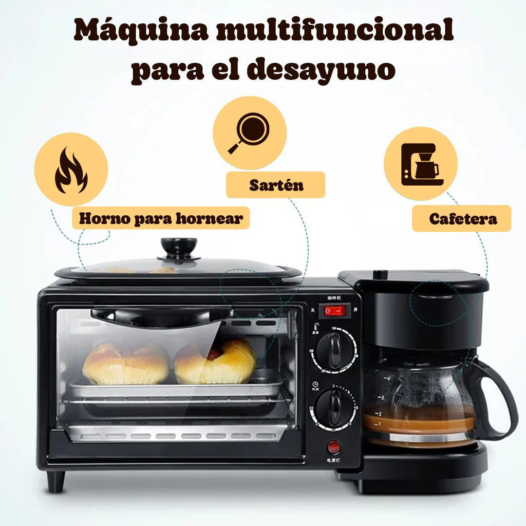 Máquina CaféPro 3 en 1 - Horno, Cafetera y Parrilla