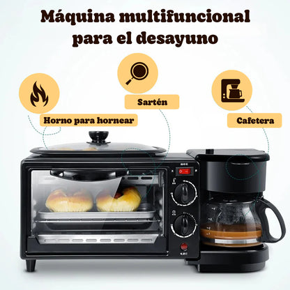 Máquina CaféPro 3 en 1 - Horno, Cafetera y Parrilla