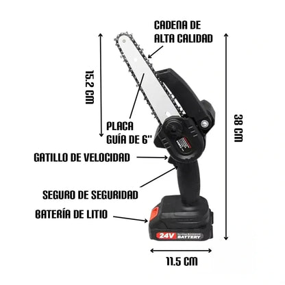 Mini motosierra eléctrica podadora 24W - MiniCortaMax [Incluye batería]