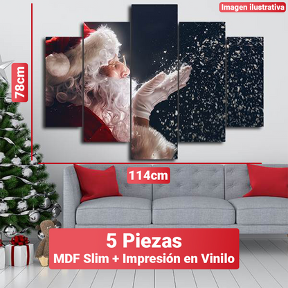 Conjunto de Cuadro Mosaico Navideño - 5 Piezas + Gancho caimán incluido. [114x78 cm]